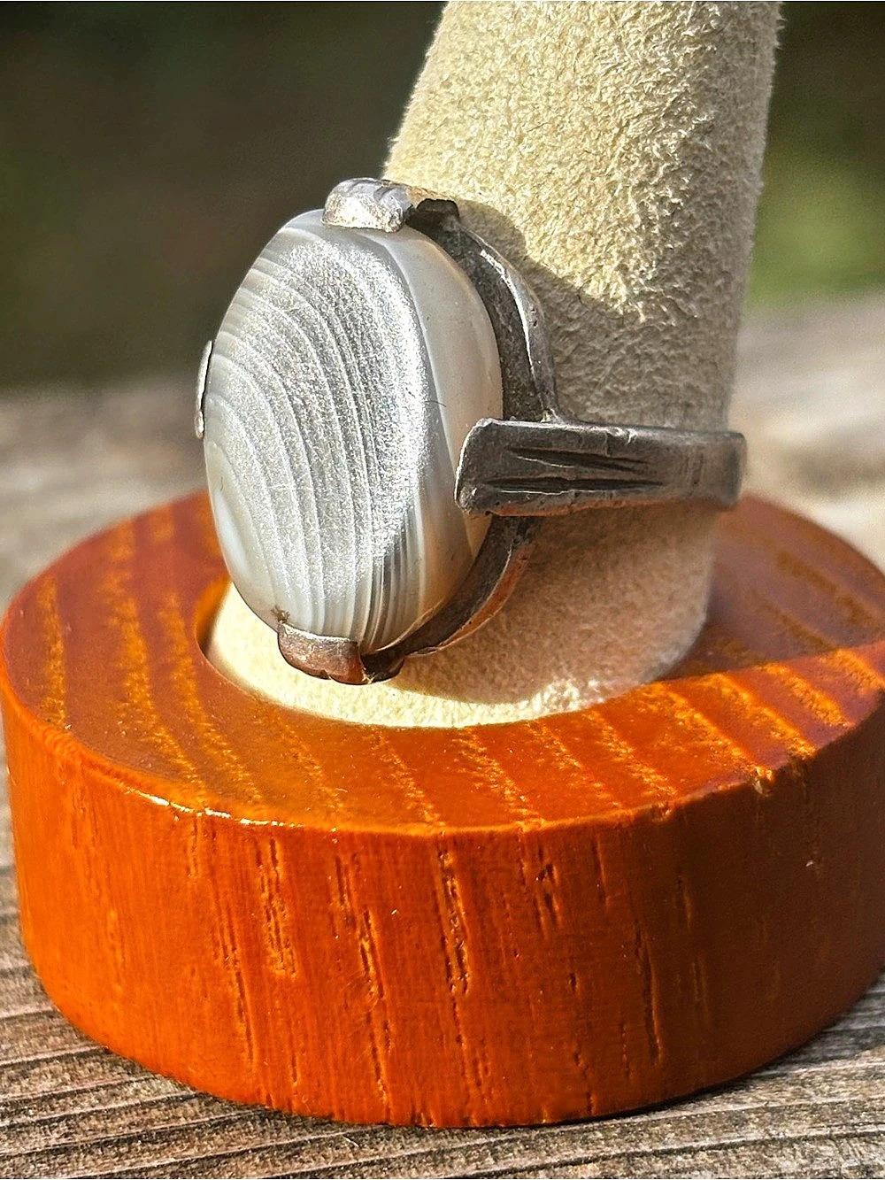 Vintage Botswana Agate Sterling Silver Ring